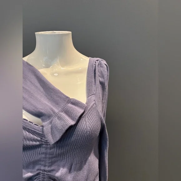 Purple Ruched Sweater Top - Picture 2 of 2